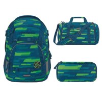 Coocazoo Schulrucksack Mate Lime Stripe 3 tlg.