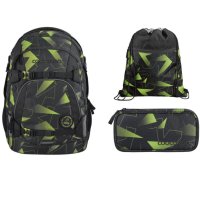 Coocazoo Schulrucksack Mate Lime Flash 3 tlg. (1)