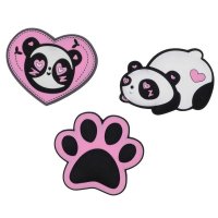 DerDieDas Wechselbuttons Pink Panda 3 tlg.