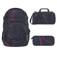 Coocazoo Schulrucksack Mate Lava Lines 3 tlg.